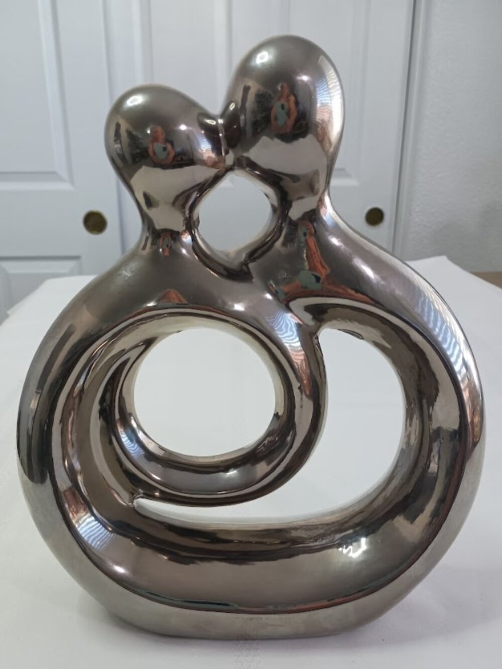 Modern Abstract Silver Colored Sculpture